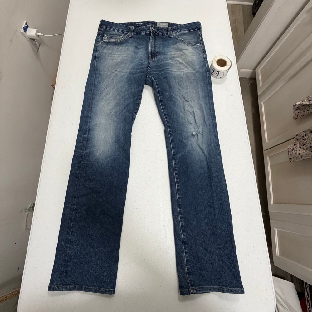 AG Adriano Goldschmied The Matchbox Slim Straight Jeans Blue 33 Made in USA